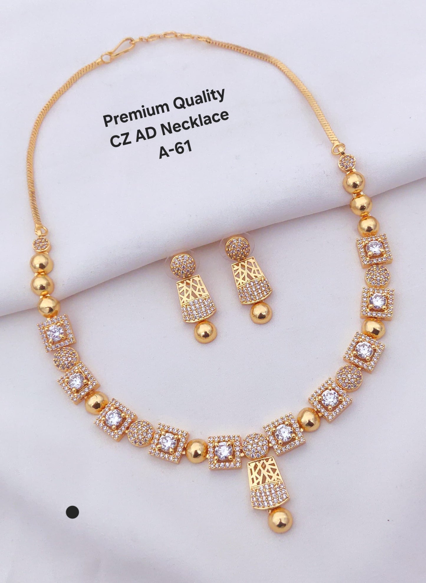 Premium Quality Imitation Jewelry CZ AD Designer Necklace Set Style002