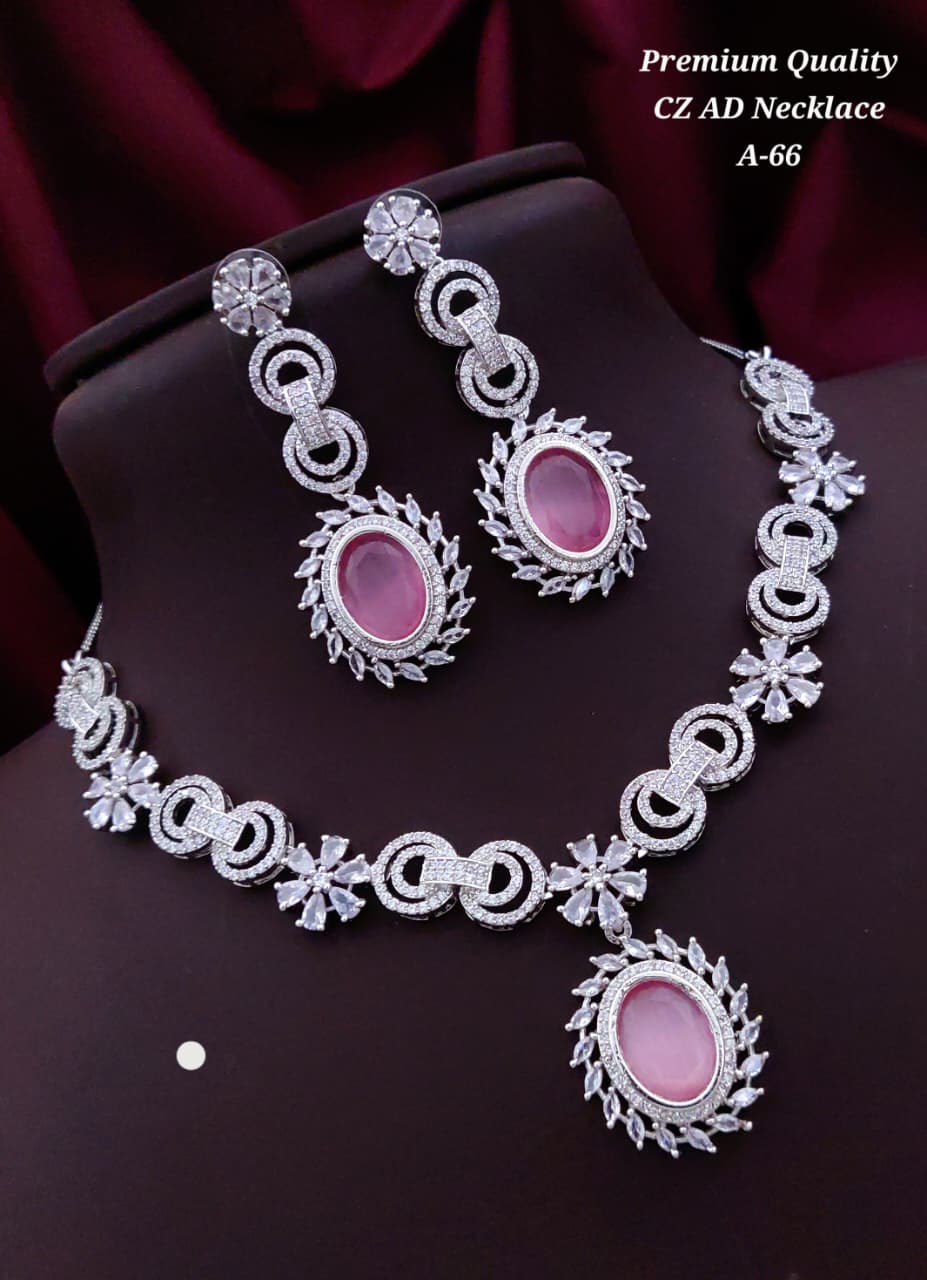 Premium Quality Imitation Jewelry CZ AD Designer Necklace Set Style001