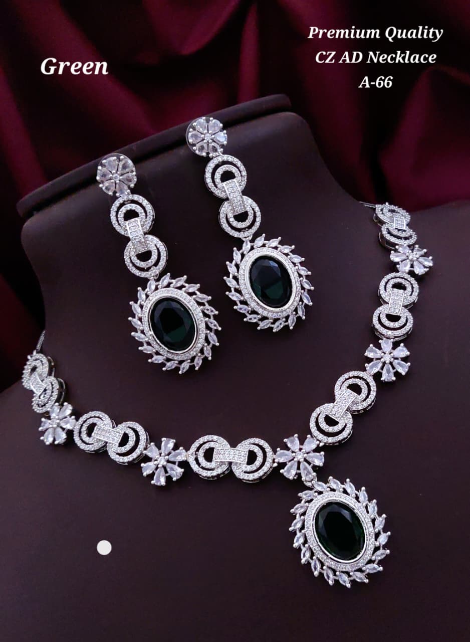 Premium Quality Imitation Jewelry CZ AD Designer Necklace Set Style001