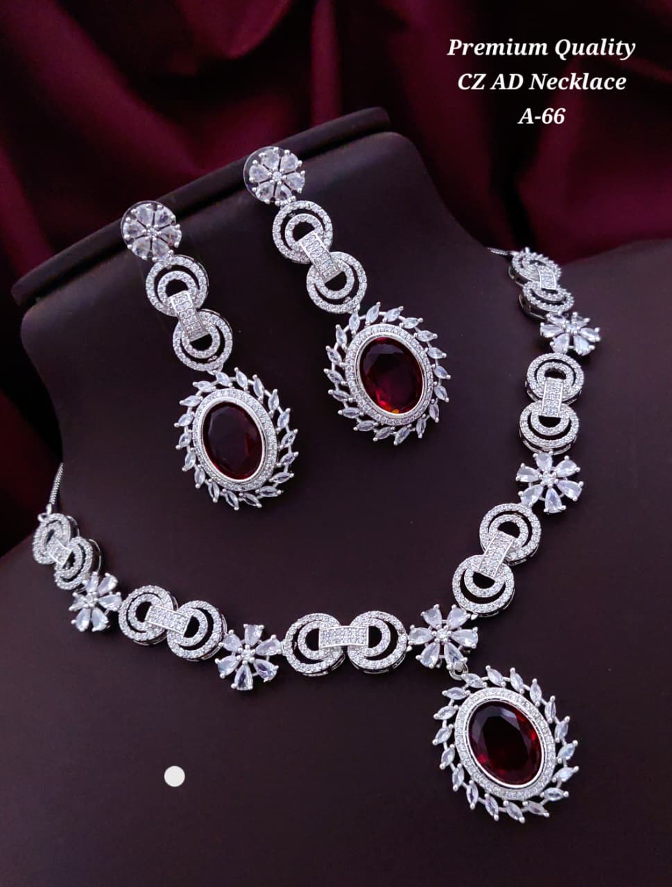 Premium Quality Imitation Jewelry CZ AD Designer Necklace Set Style001