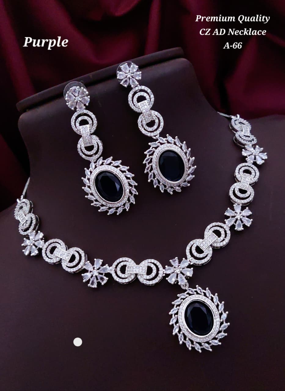 Premium Quality Imitation Jewelry CZ AD Designer Necklace Set Style001