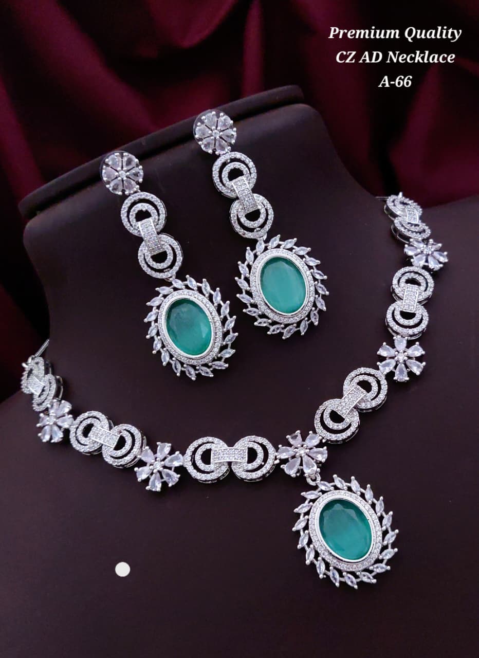 Premium Quality Imitation Jewelry CZ AD Designer Necklace Set Style001