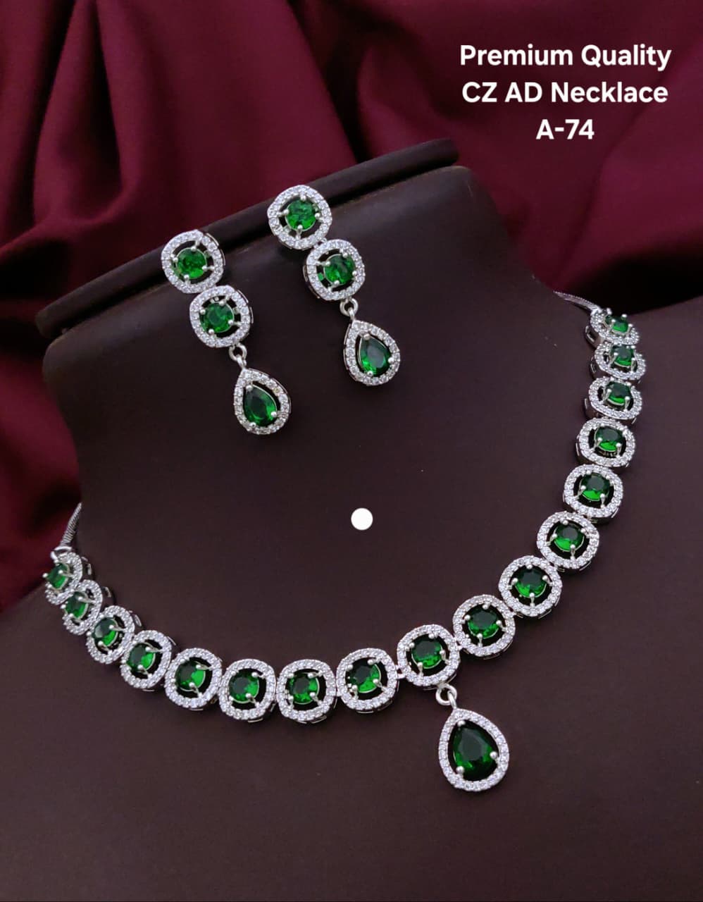 Premium Quality Imitation Jewelry CZ AD Designer Necklace Set