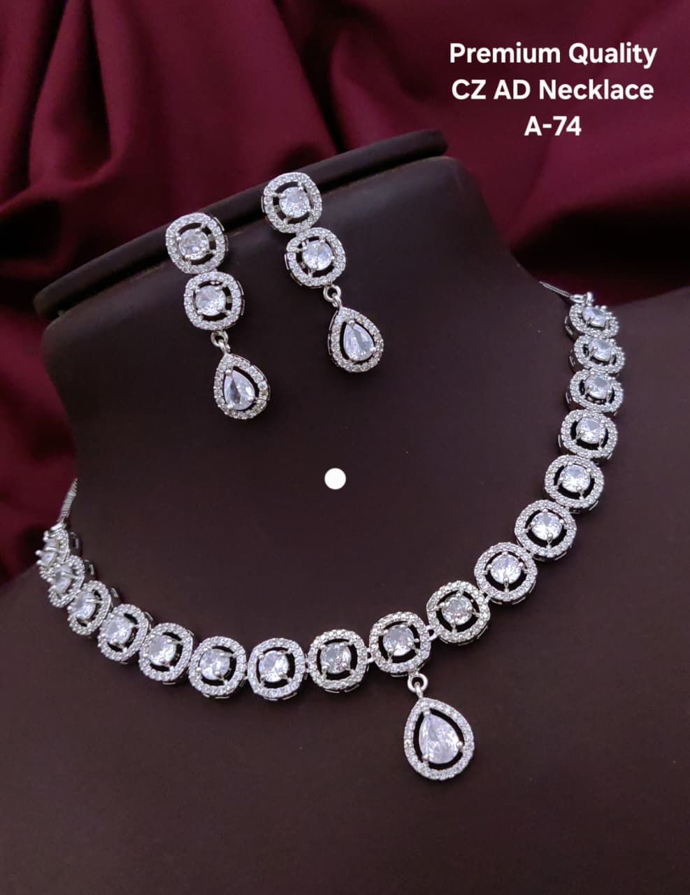 Premium Quality Imitation Jewelry CZ AD Designer Necklace Set
