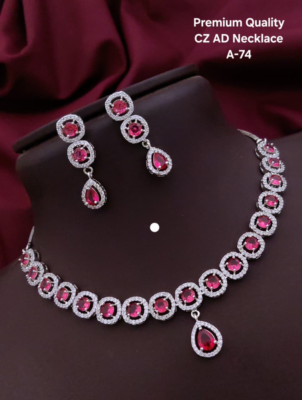 Premium Quality Imitation Jewelry CZ AD Designer Necklace Set