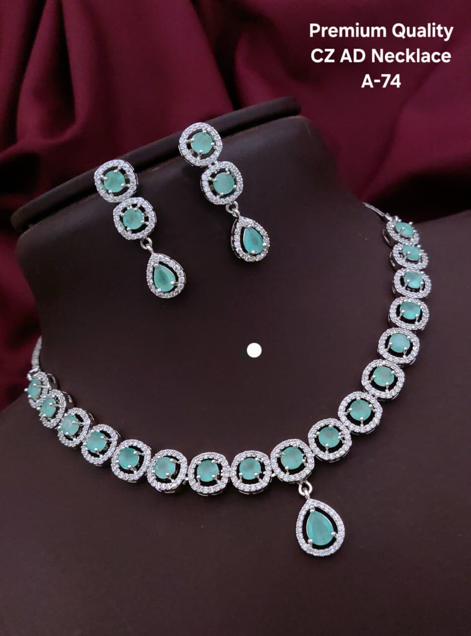 Premium Quality Imitation Jewelry CZ AD Designer Necklace Set