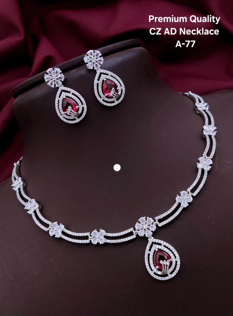 Premium Quality Imitation Jewelry CZ AD Necklace Set