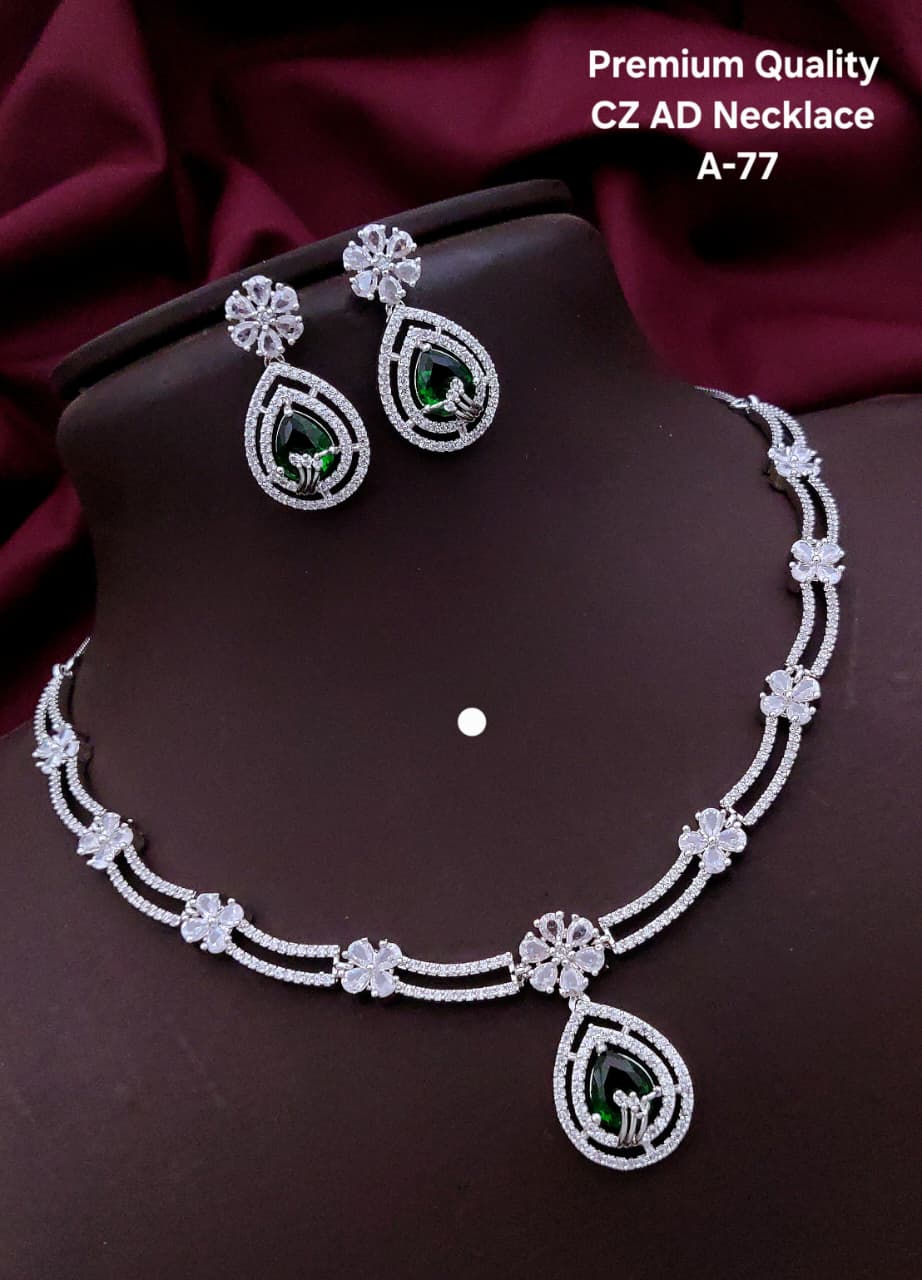 Premium Quality Imitation Jewelry CZ AD Necklace Set