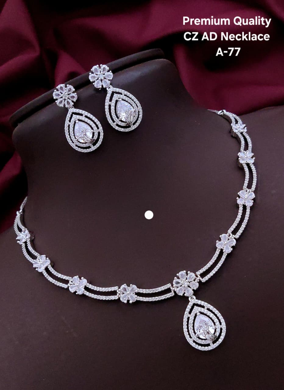 Premium Quality Imitation Jewelry CZ AD Necklace Set