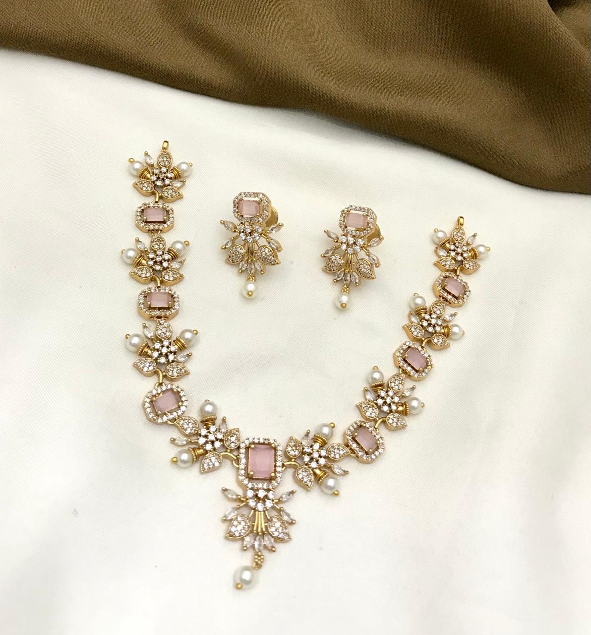 Premium Quality Imitation Jewelry AD Necklace Set