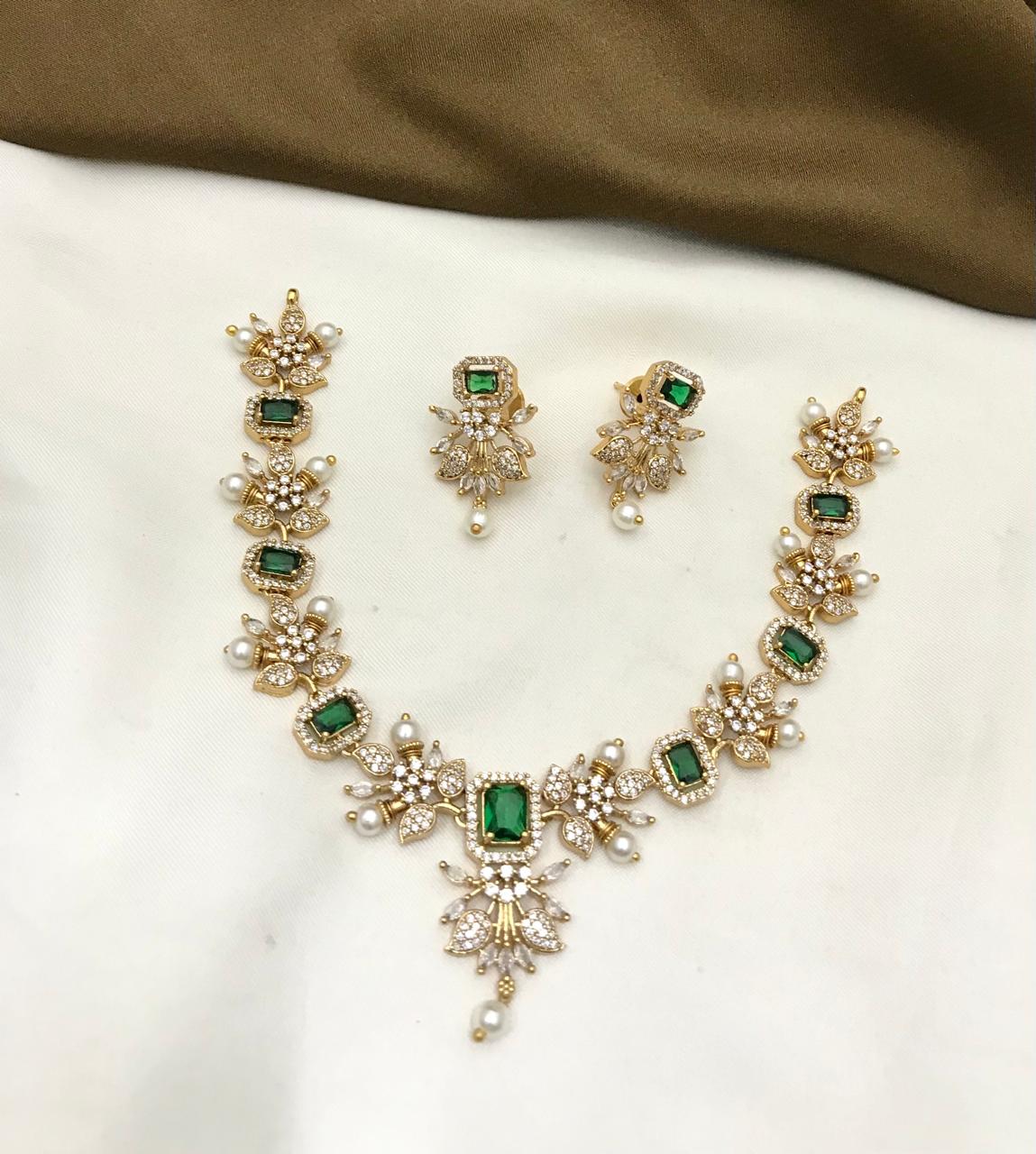 Premium Quality Imitation Jewelry AD Necklace Set