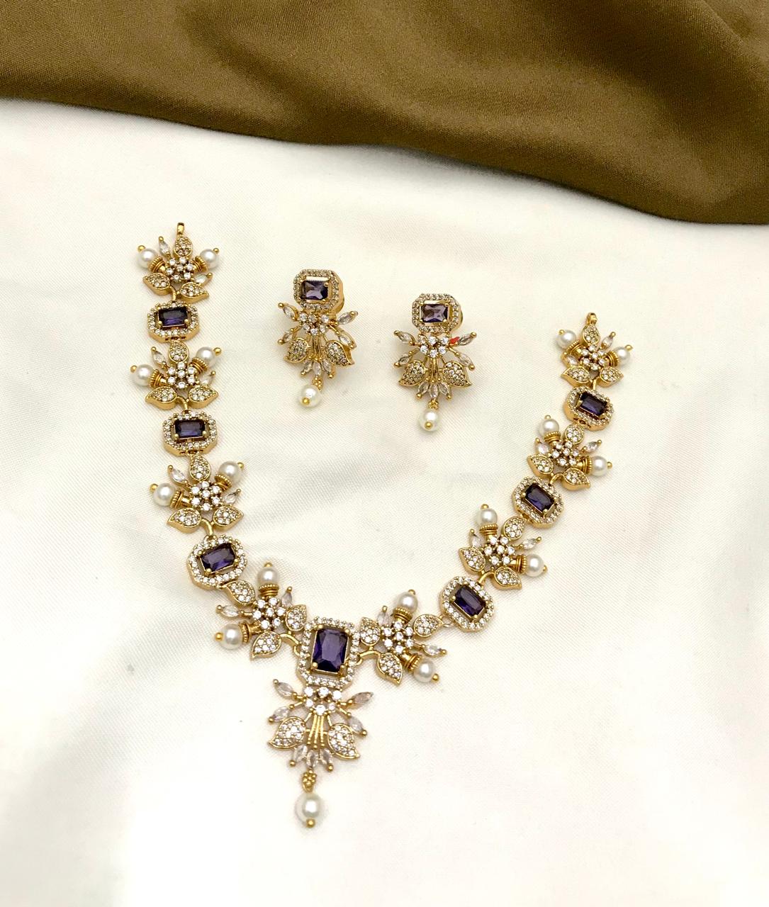 Premium Quality Imitation Jewelry AD Necklace Set
