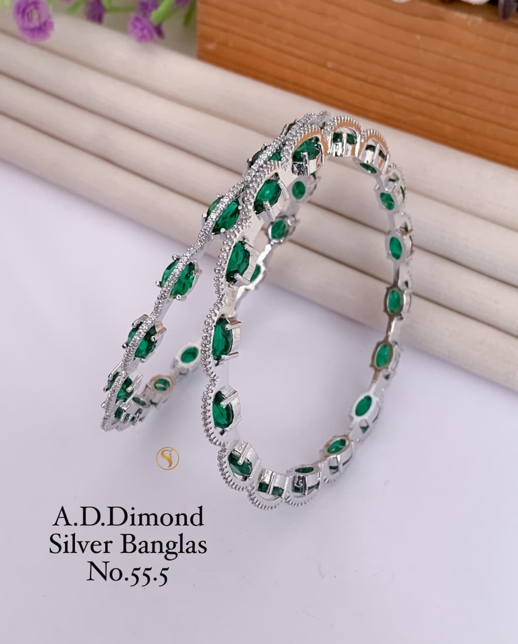 Premium Quality Silver Plated Imitation Jewelry CZ AD Designer Bangle Style010