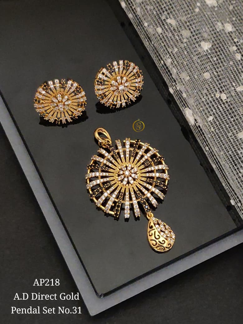 Premium Quality Imitation Jewellery AD Chain Pendant Set WOC007
