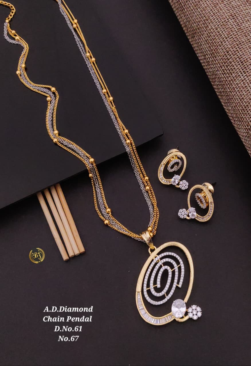 Premium Quality Imitation Jewellery AD Pendant Set ADPS058
