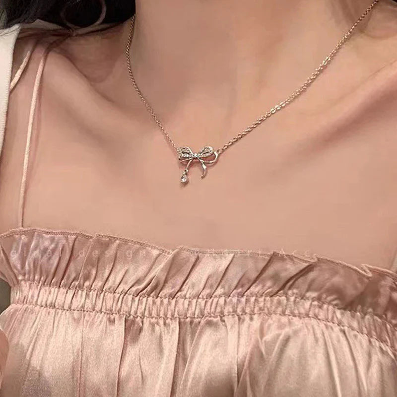 American Diamond Studded Dual Infinity Shape Korean Pendant