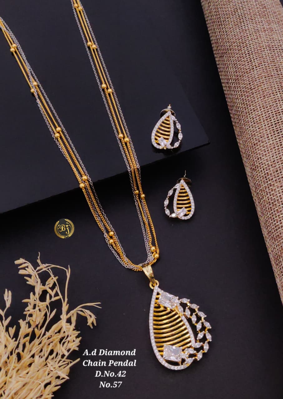 Premium Quality Imitation Jewellery AD Pendant Set ADPS064