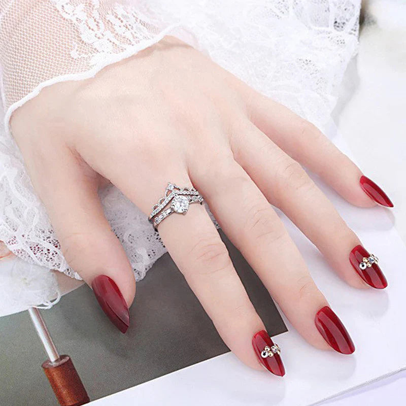 American Diamond Studded Crown Shape Contemporary Korean Finger Ring