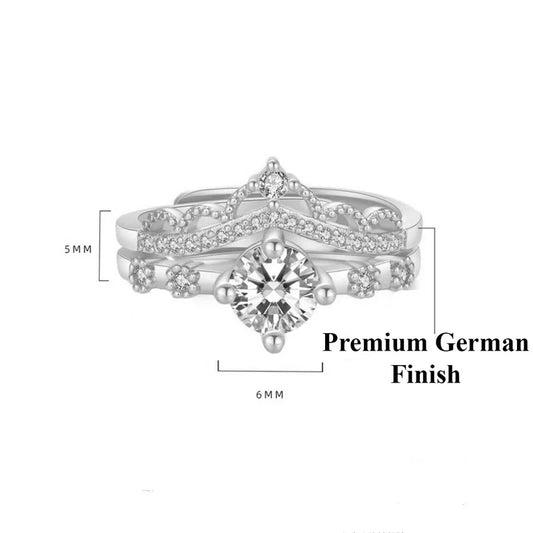 American Diamond Studded Crown Shape Contemporary Korean Finger Ring
