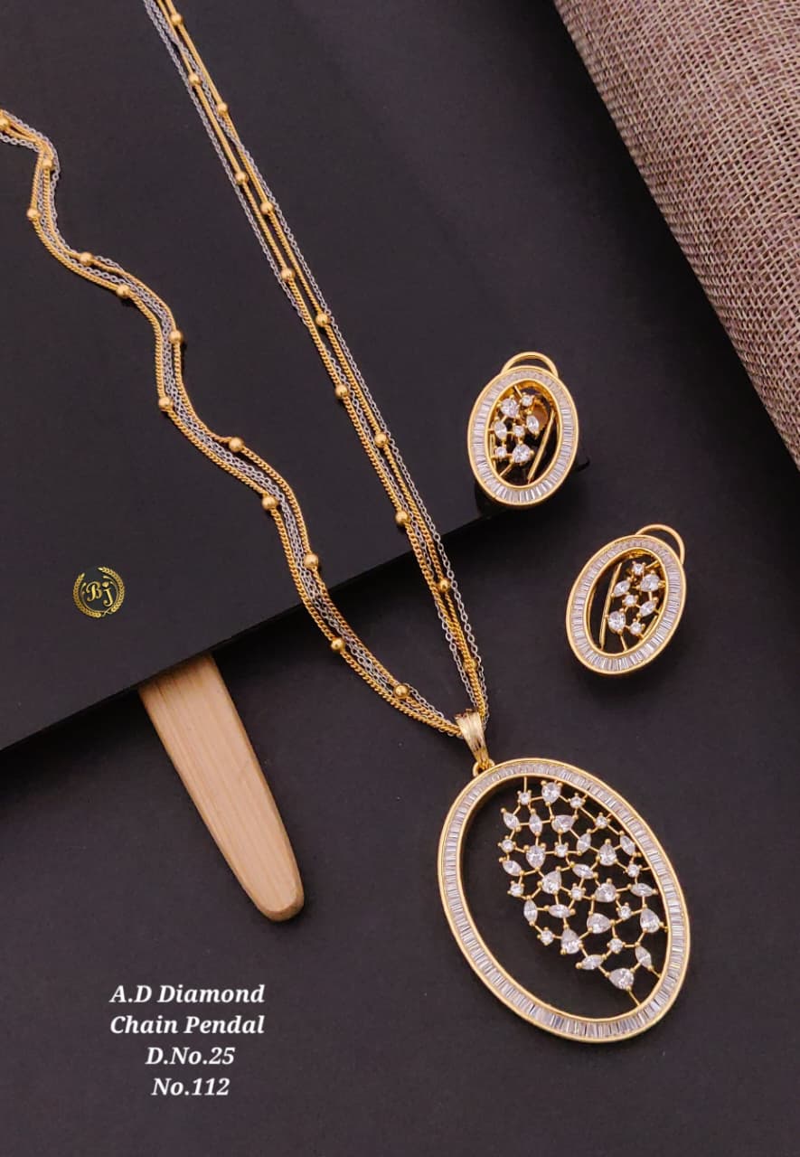 Premium Quality Imitation Jewellery AD Pendant Set ADPS065