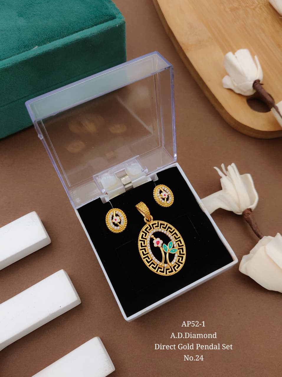 Premium Quality Imitation Jewellery AD Pendant Set PDS01