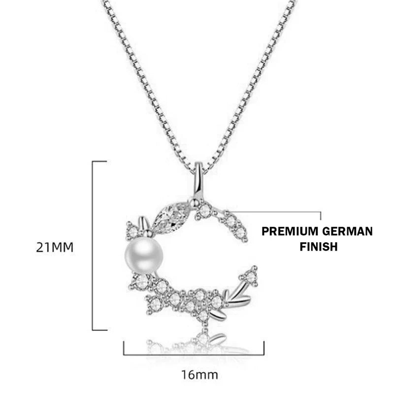 American Diamond Studded Moon Shape Contemporary Korean Pendant