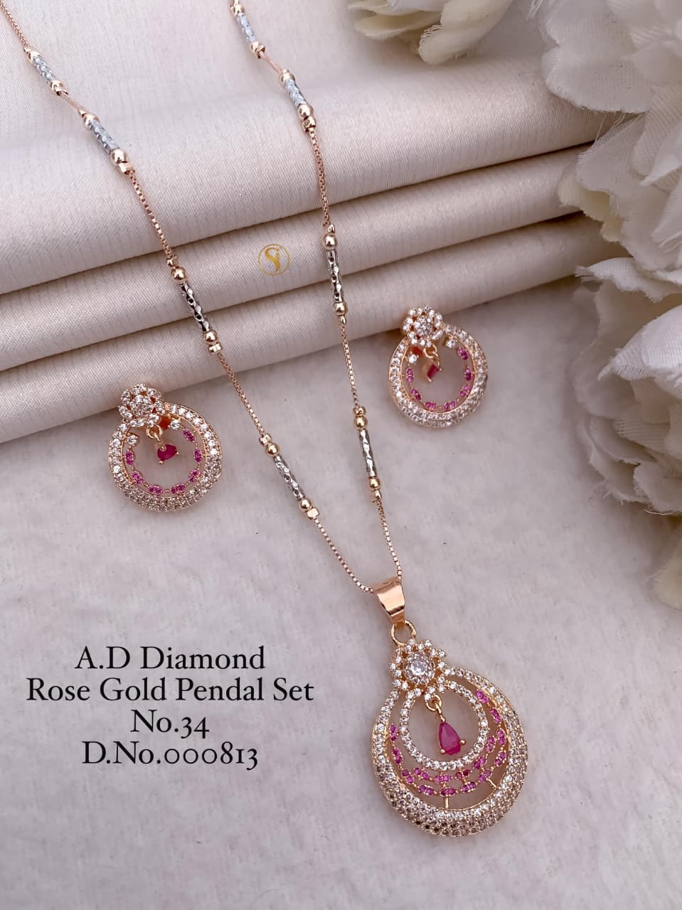 Premium Quality Imitation Jewellery AD Pendant Set ADPS044