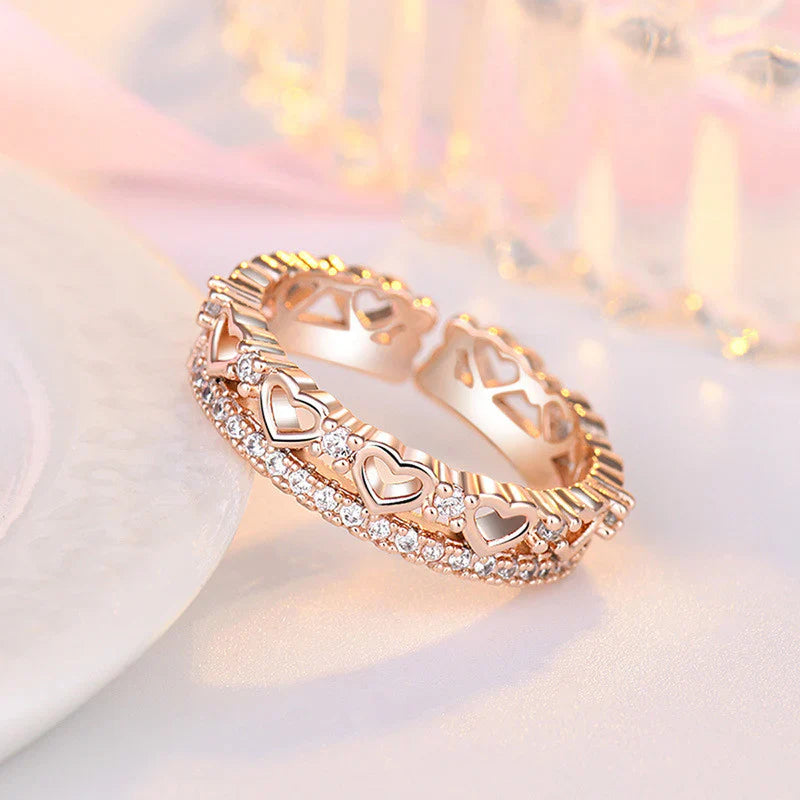 American Diamond Studded Hearts inspired Contemporary Finger Ring