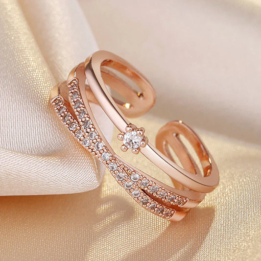 American Diamond Studded Contemporary Korean Finger Ring