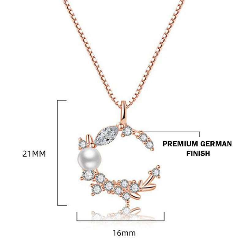 American Diamond Studded Moon Shape Contemporary Korean Pendant