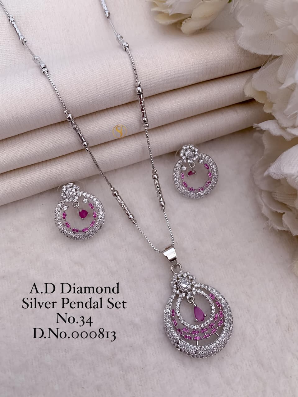 Premium Quality Imitation Jewellery AD Pendant Set ADPS044