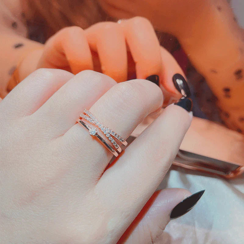 American Diamond Studded Contemporary Korean Finger Ring