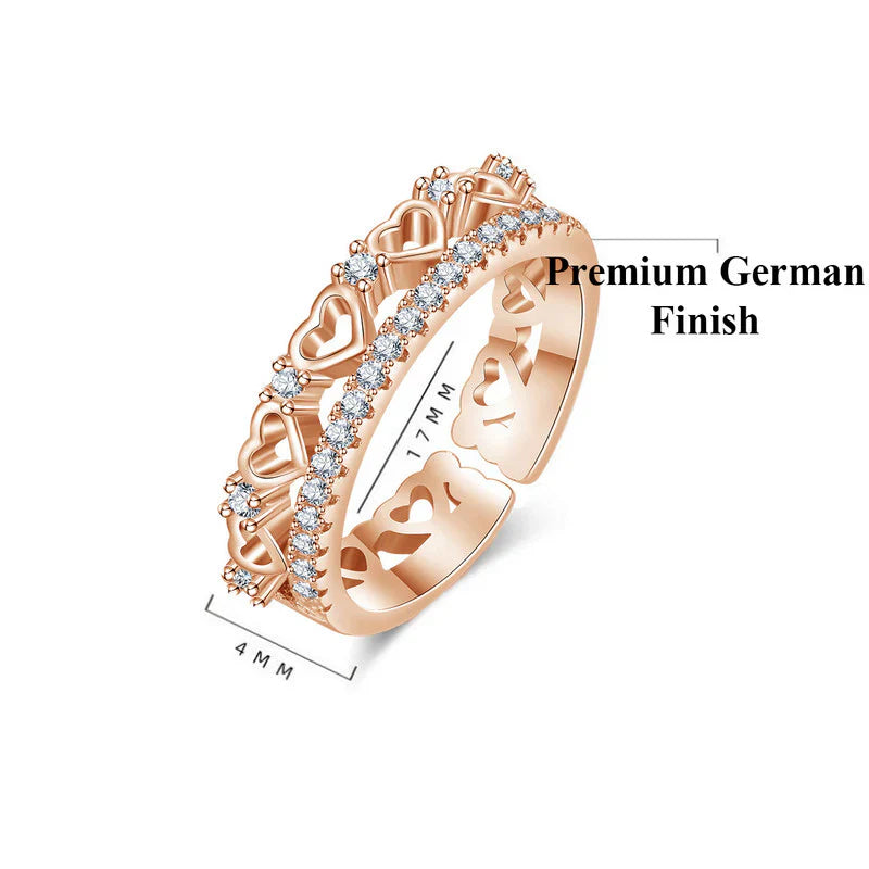 American Diamond Studded Hearts inspired Contemporary Finger Ring