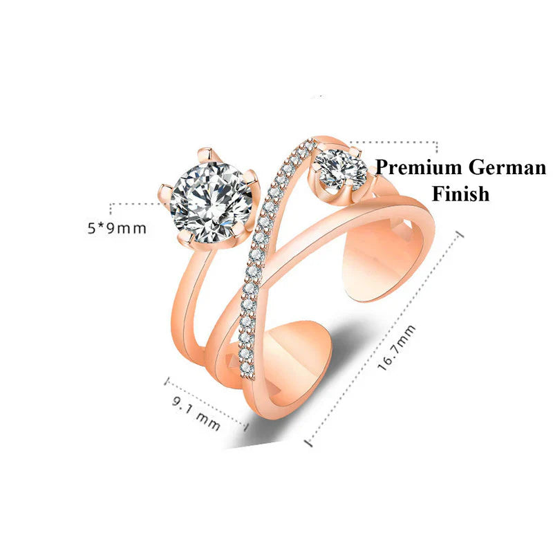 American Diamond Studded Contemporary Korean Finger Ring