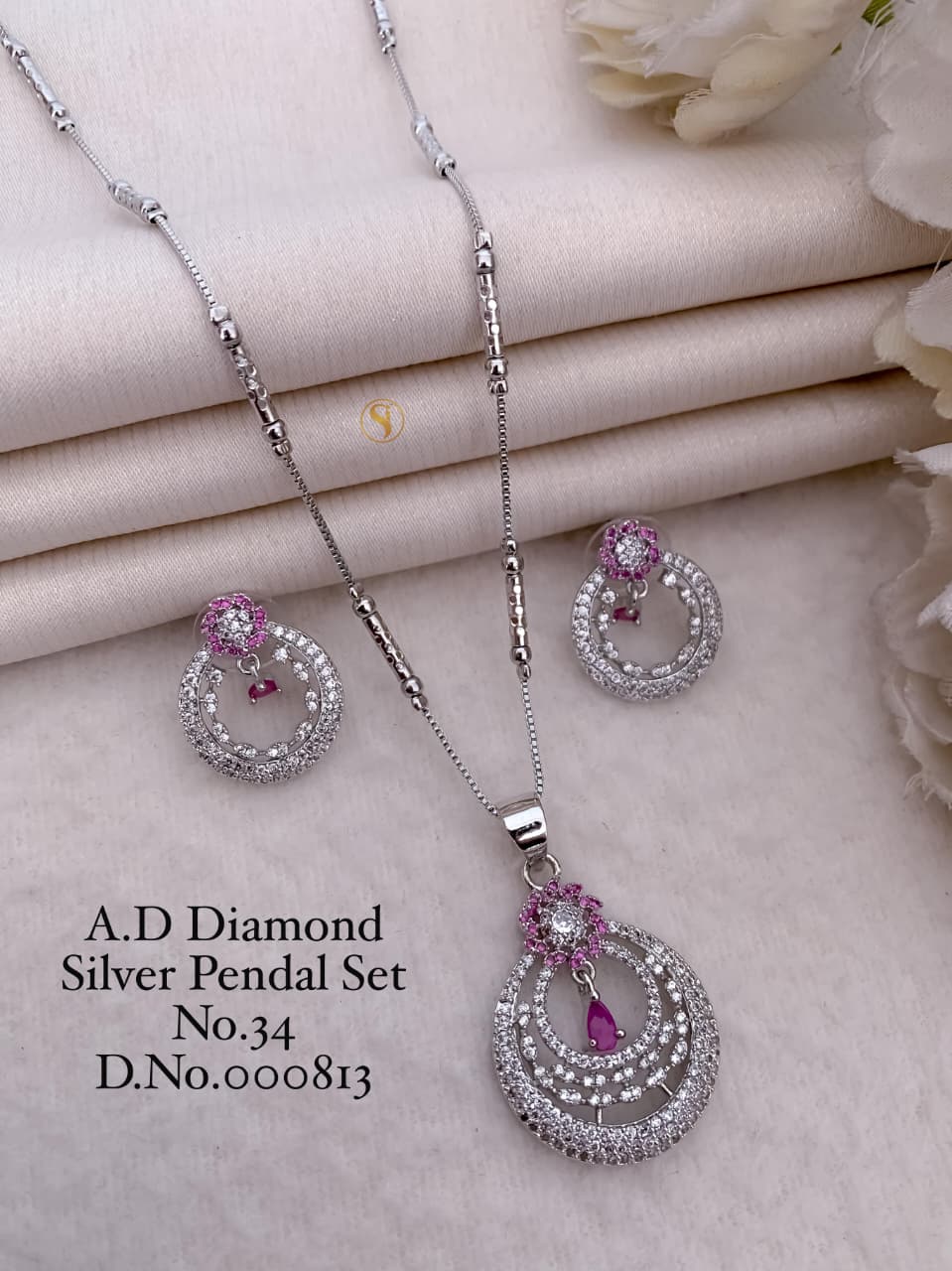 Premium Quality Imitation Jewellery AD Pendant Set ADPS045