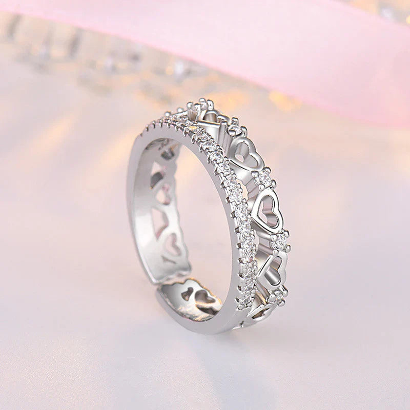 American Diamond Studded Hearts inspired Contemporary Finger Ring