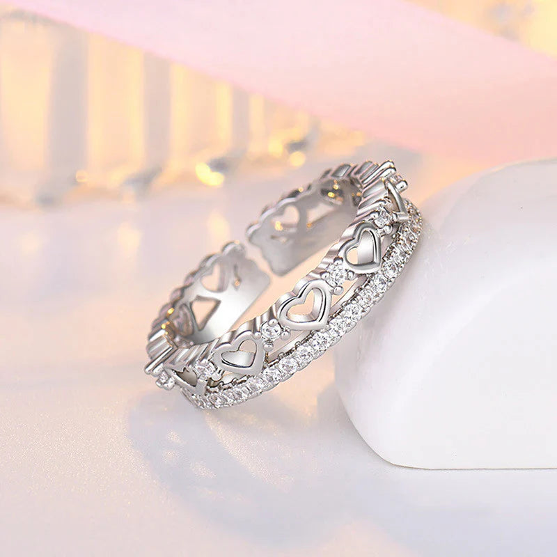 American Diamond Studded Hearts inspired Contemporary Finger Ring