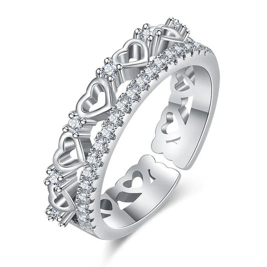 American Diamond Studded Hearts inspired Contemporary Finger Ring