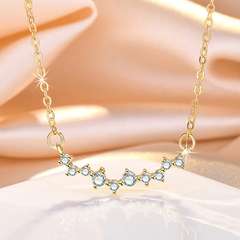 Gold Plated American Diamond Studded Contemporary Korean Pendant