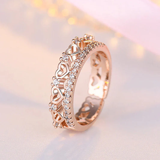 American Diamond Studded Hearts inspired Contemporary Finger Ring