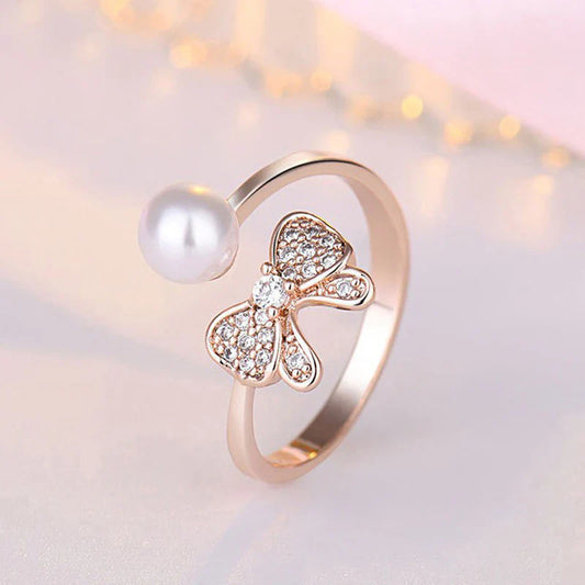 American Diamond Studded Butterfly Shape Contemporary Korean Finger Ring