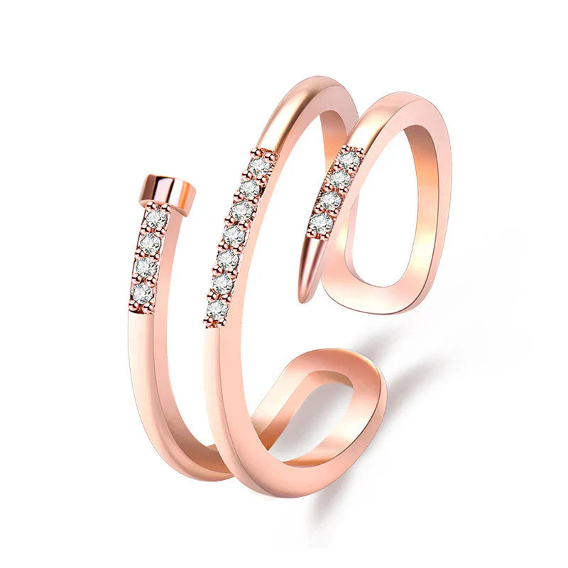 American Diamond Studded Nail Shape Contemporary Korean Finger Ring