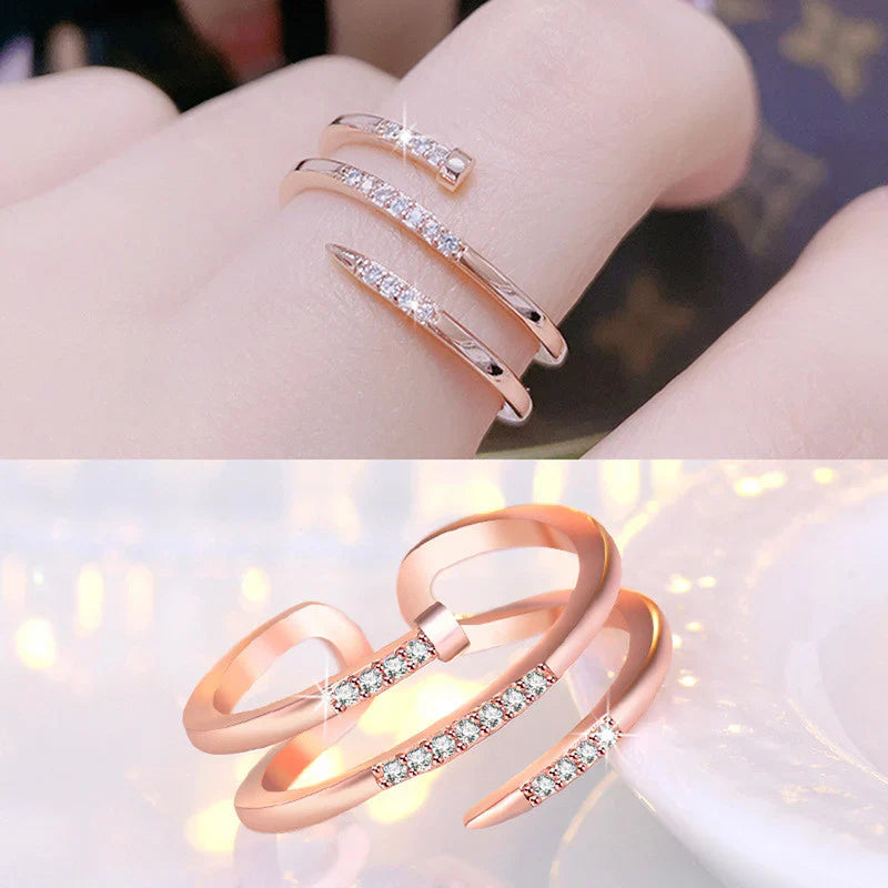 American Diamond Studded Nail Shape Contemporary Korean Finger Ring