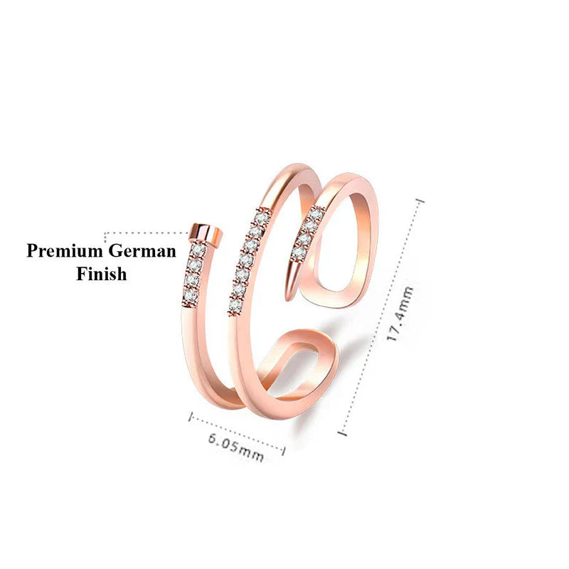 American Diamond Studded Nail Shape Contemporary Korean Finger Ring