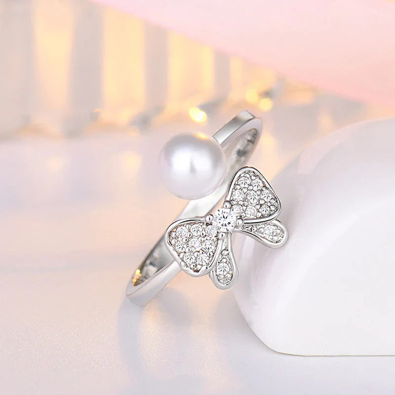 American Diamond Studded Butterfly Shape Contemporary Korean Finger Ring