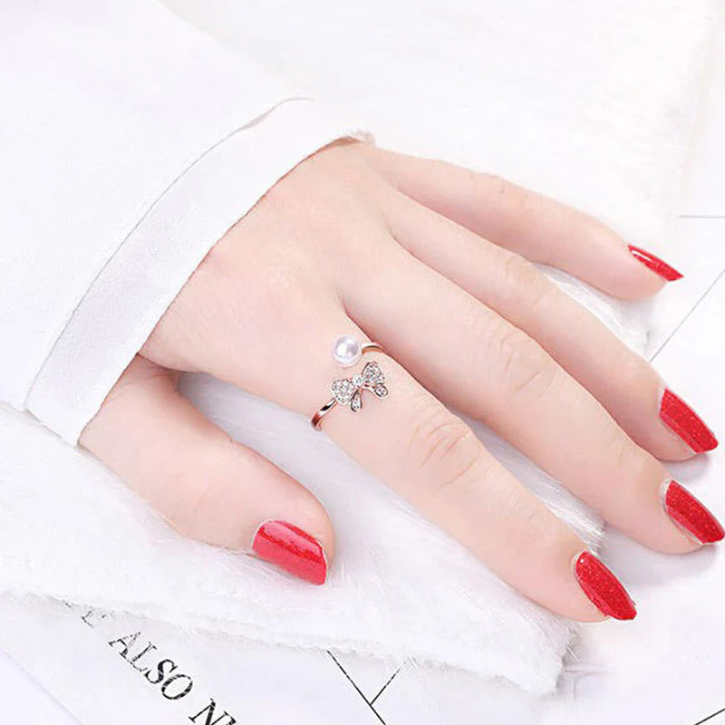 American Diamond Studded Butterfly Shape Contemporary Korean Finger Ring