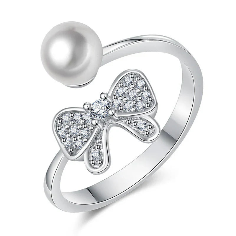 American Diamond Studded Butterfly Shape Contemporary Korean Finger Ring