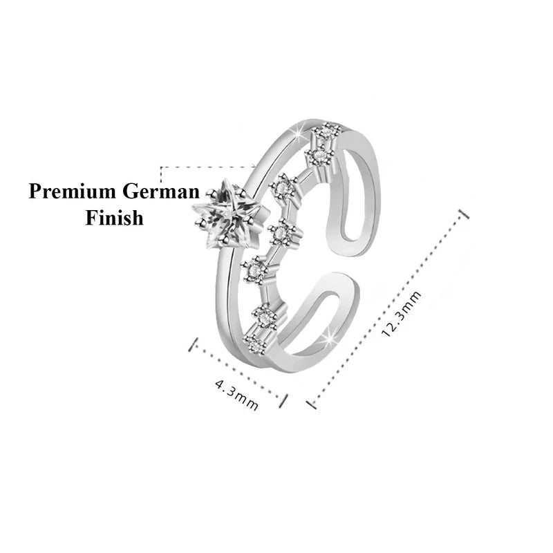 American Diamond Studded Star Shape Contemporary Korean Finger Ring