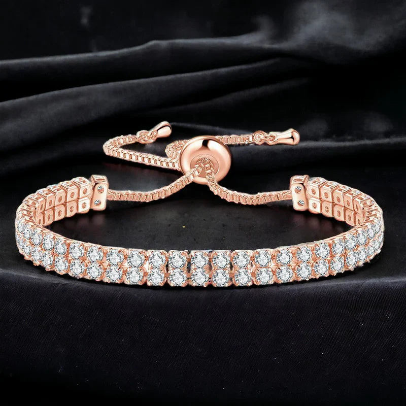Square Cut Cubic Zirconia White Matrix Tennis Bracelet