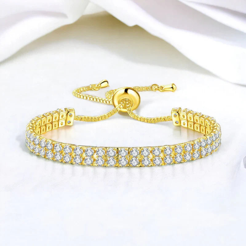Round Cut Cubic Zirconia White Matrix Tennis Bracelet